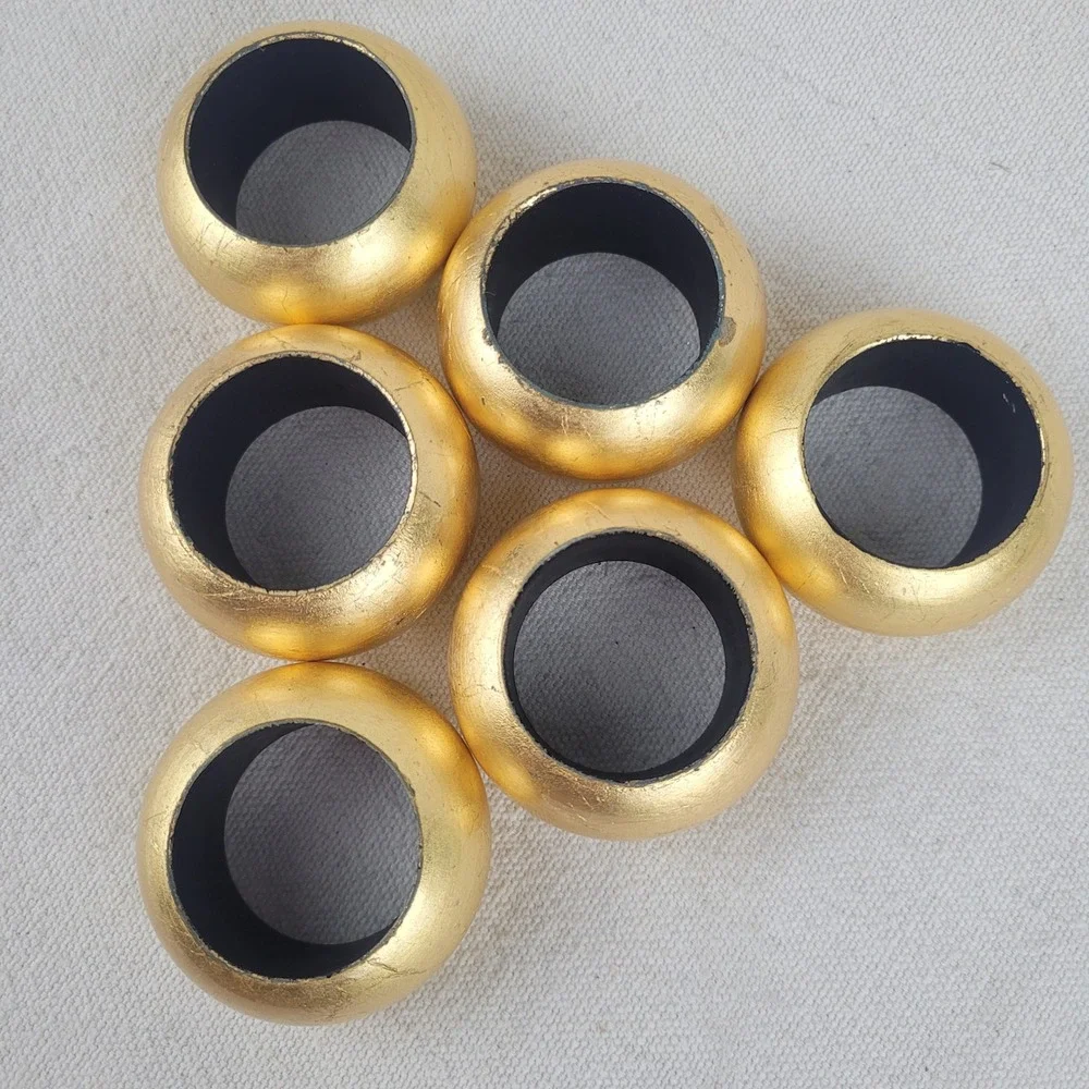 Set of 6 Gold Acrylic Round Napkin Rings‎ Metallic
